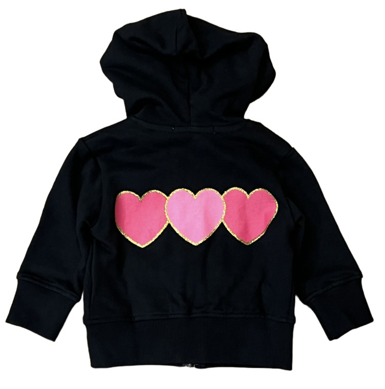 Little Mish Blk/Pink Hearts Zip Hoodie