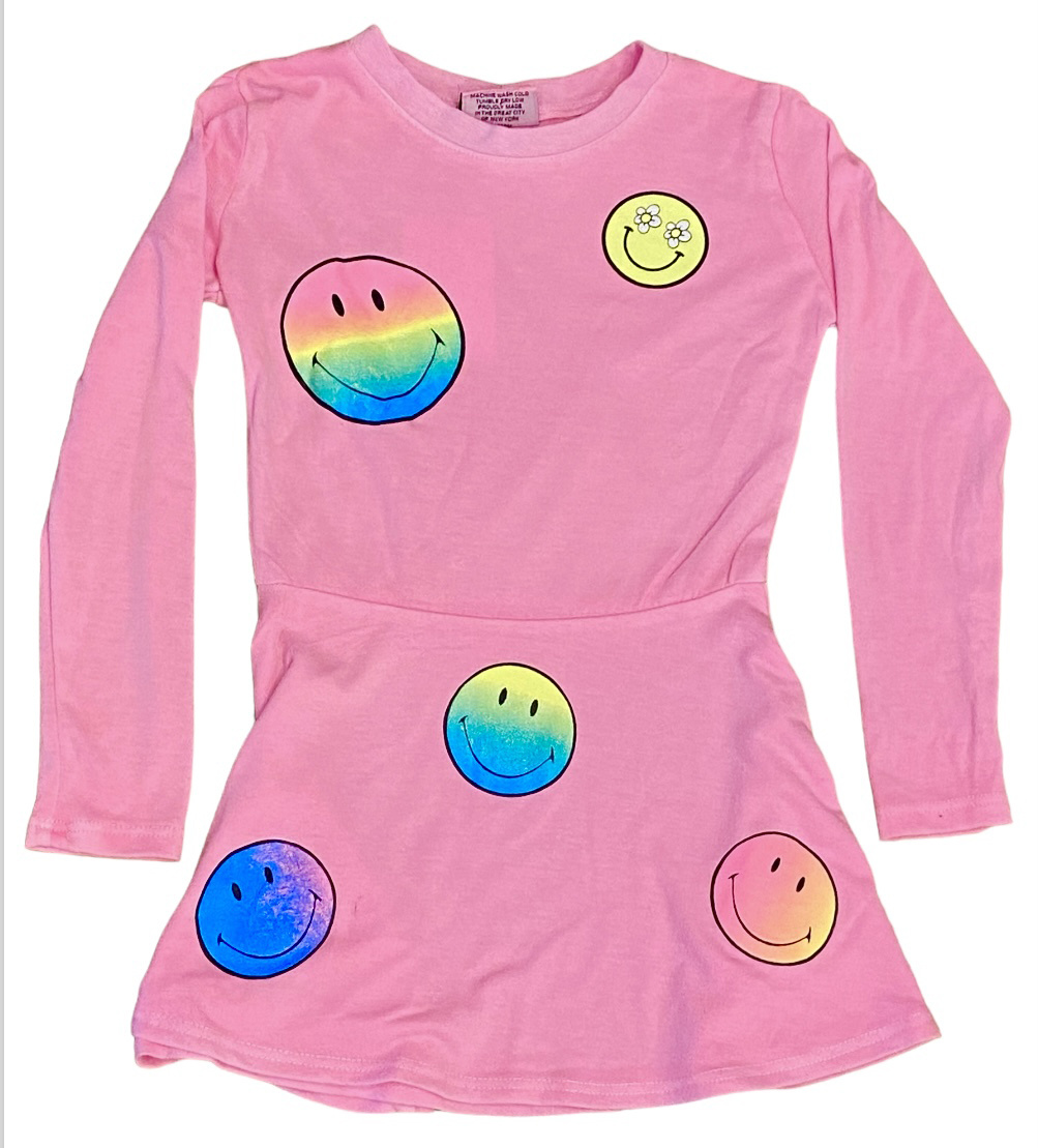 Firehouse Neon Pink Rainbow Smiley Dress