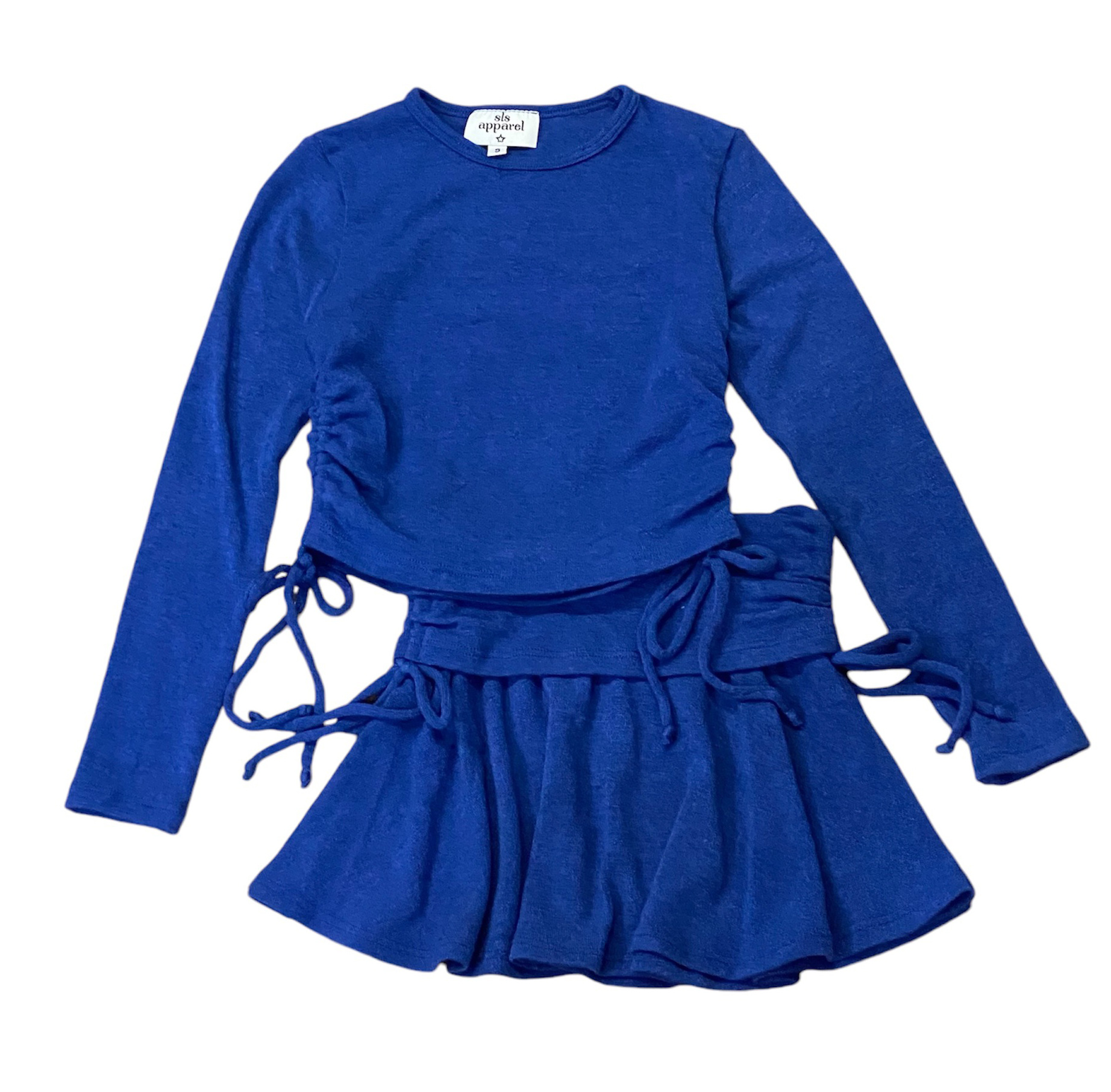 SLS Royal Blue Soft Side Tie Skirt Set