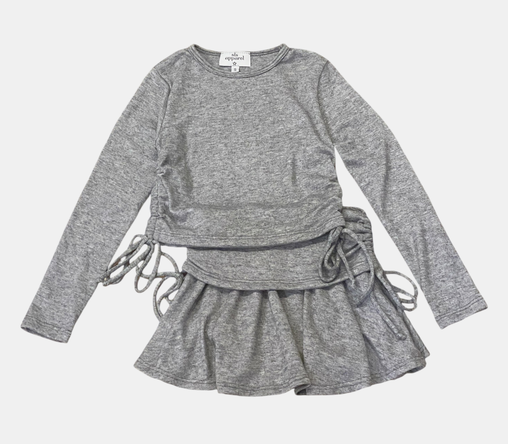 SLS Heather Grey Soft Side Tie Skirt Set