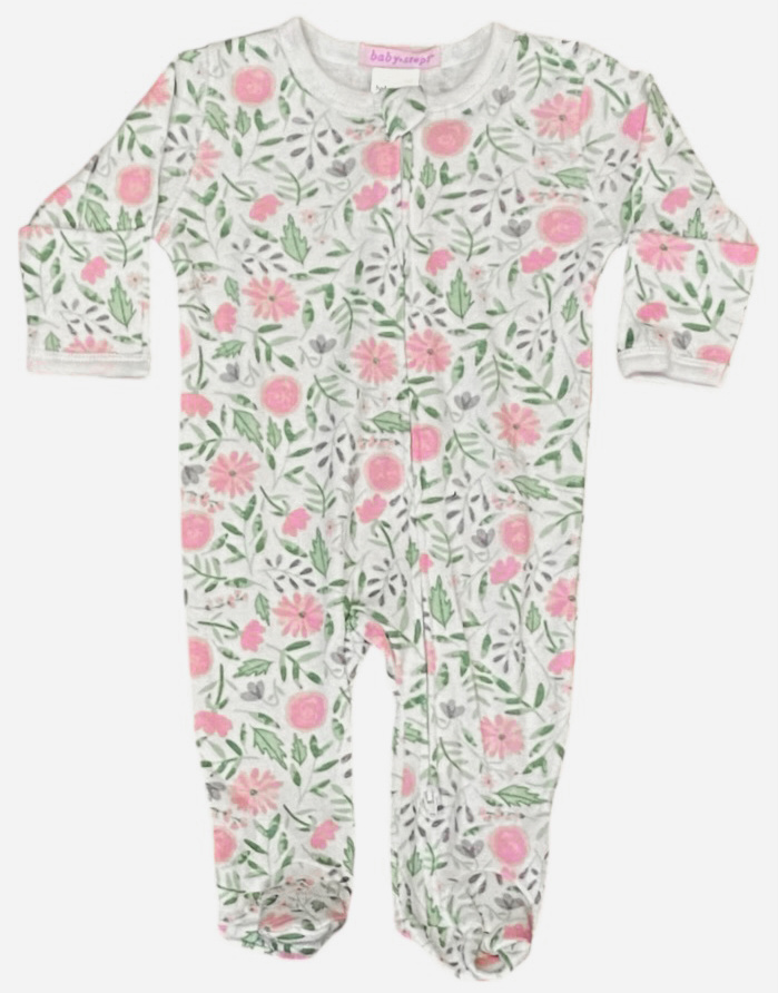 Baby Steps Watercolor Flower Footie