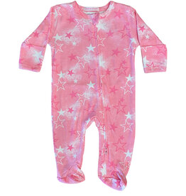 Baby Steps Pink Spray Star Footie