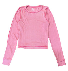 FBZ Pink Contrast Stitch Rib Top