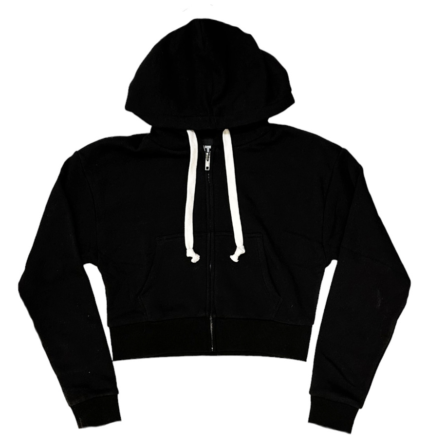 KatieJNYC Dylan Black Cropped Zip Hoodie