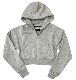 KatieJ NYC Dylan Heather Grey Cropped Zip Hoodie