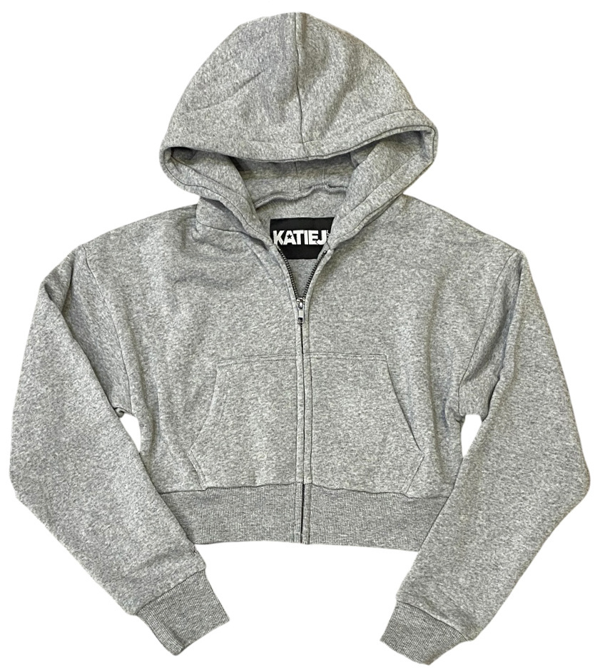 KatieJ NYC Dylan Heather Grey Cropped Zip Hoodie