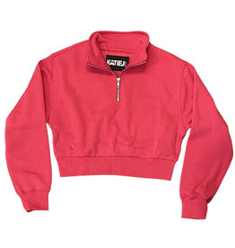KatieJ NYC Raspberry 3/4 Zip Sweatshirt