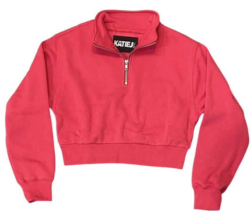 KatieJ NYC Raspberry 3/4 Zip Sweatshirt