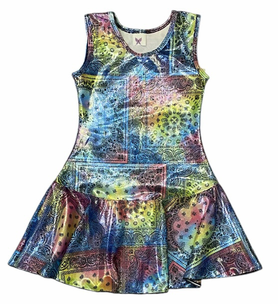 Social Butterfly Rainbow Bandana Lame Dress