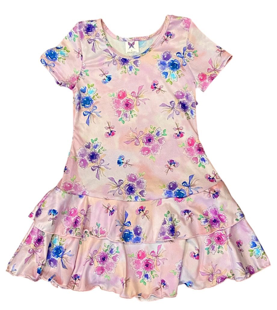 Social Butterfly Posies SS Ruffle Dress