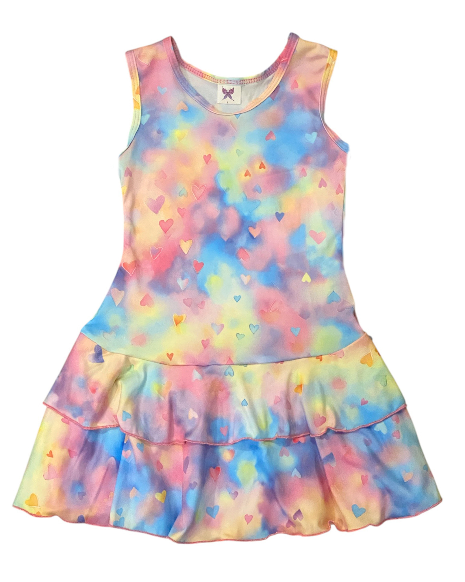 Social Butterfly Rainbow Cloud Hearts Infant Ruffle Tank Dress