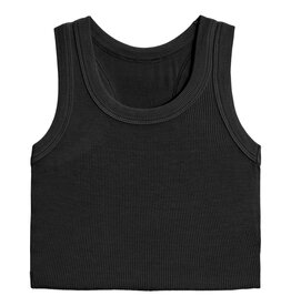 Suzette Black Ribbed Cropped Tank Top