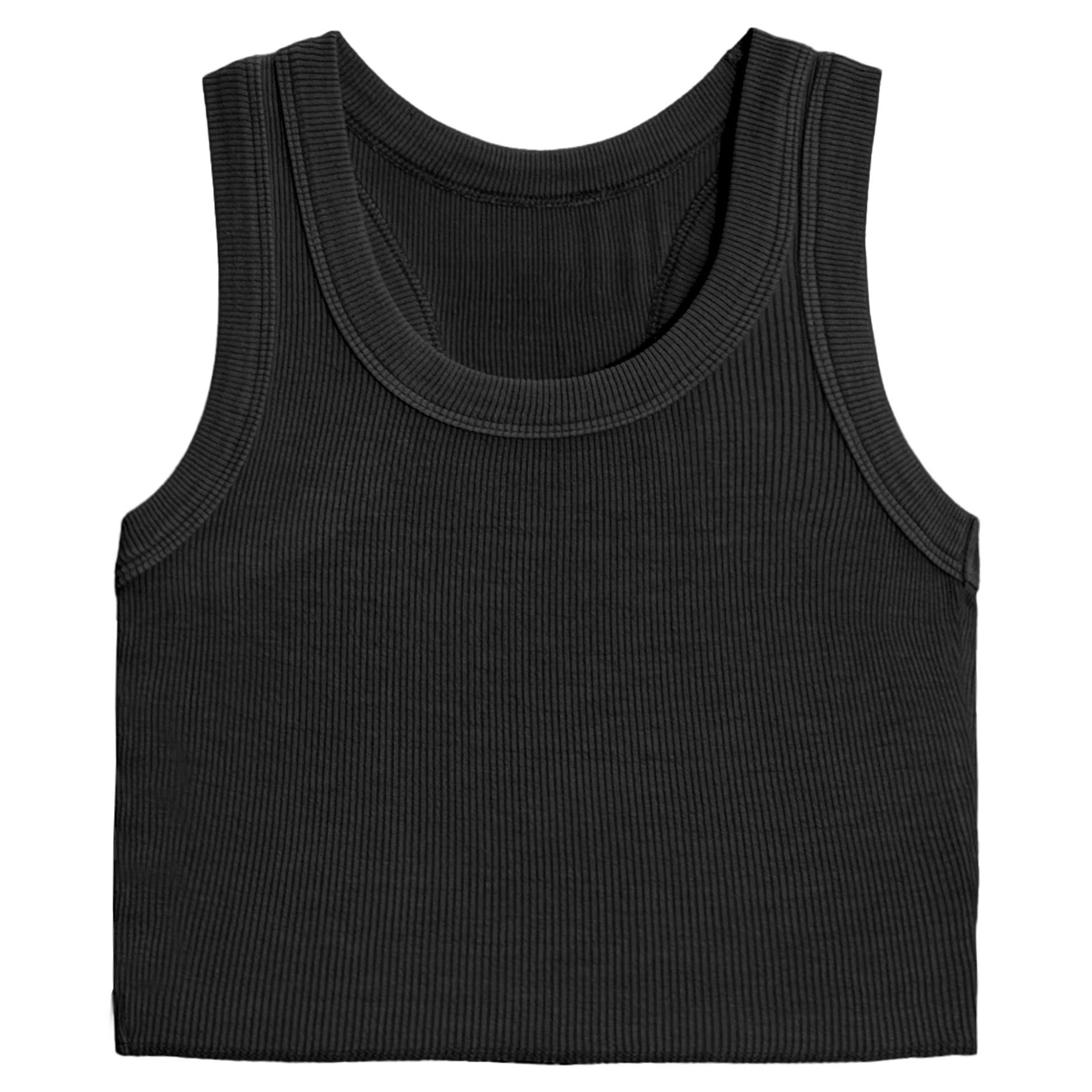 Suzette Black Ribbed Cropped Tank Top