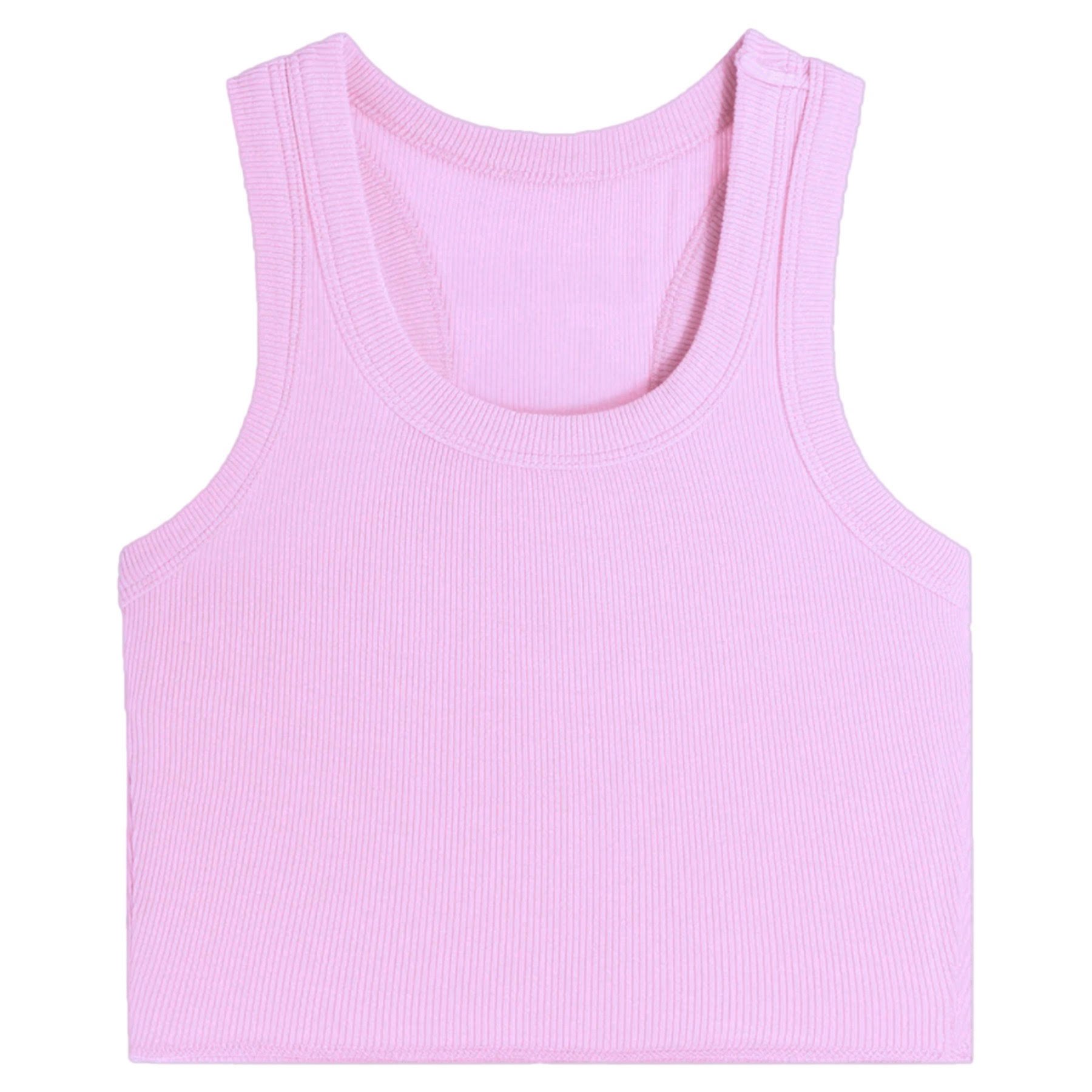 Suzette Lt Pink Ribbed Cropped Tank Top
