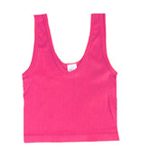 Suzette Fuscia Rib Crop Tank Top One Size