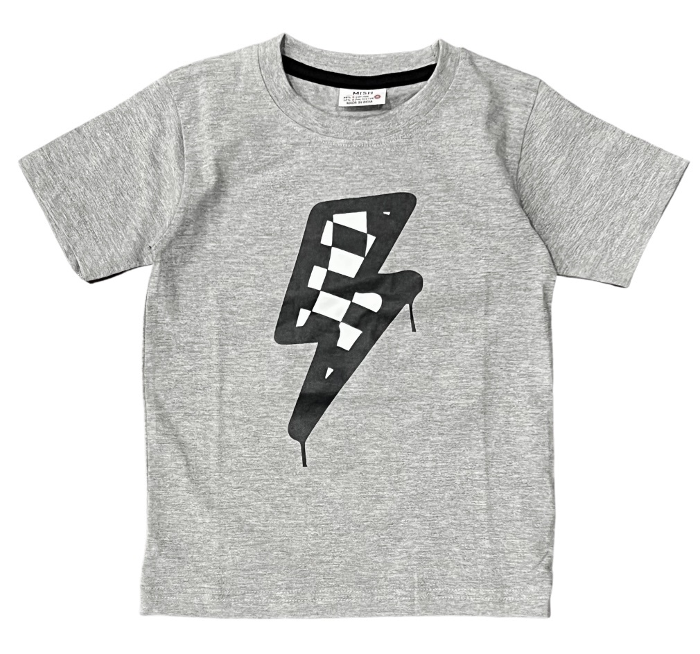 Mish Grey Check Bolt Infant Tee