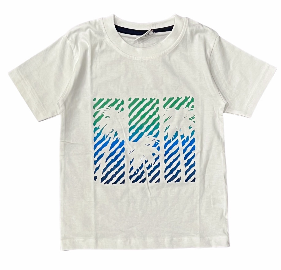 Mish Wht Palm Tree Wave Tee