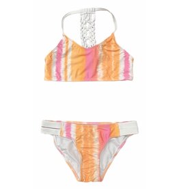 Coral & Reef Sherbert Stripe Crochet Back Bikini