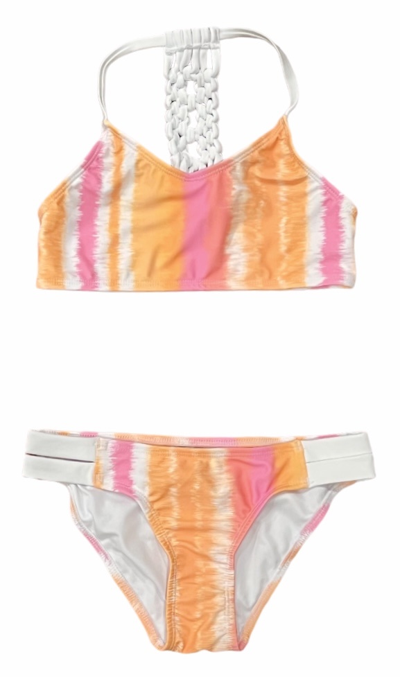 Coral & Reef Sherbert Stripe Crochet Back Bikini
