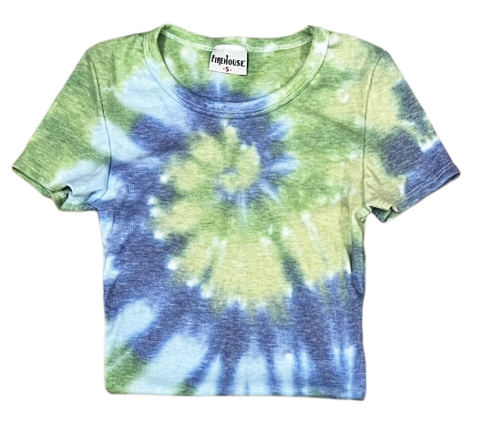 Firehouse Blue/Grn Swirl Ribbed Top