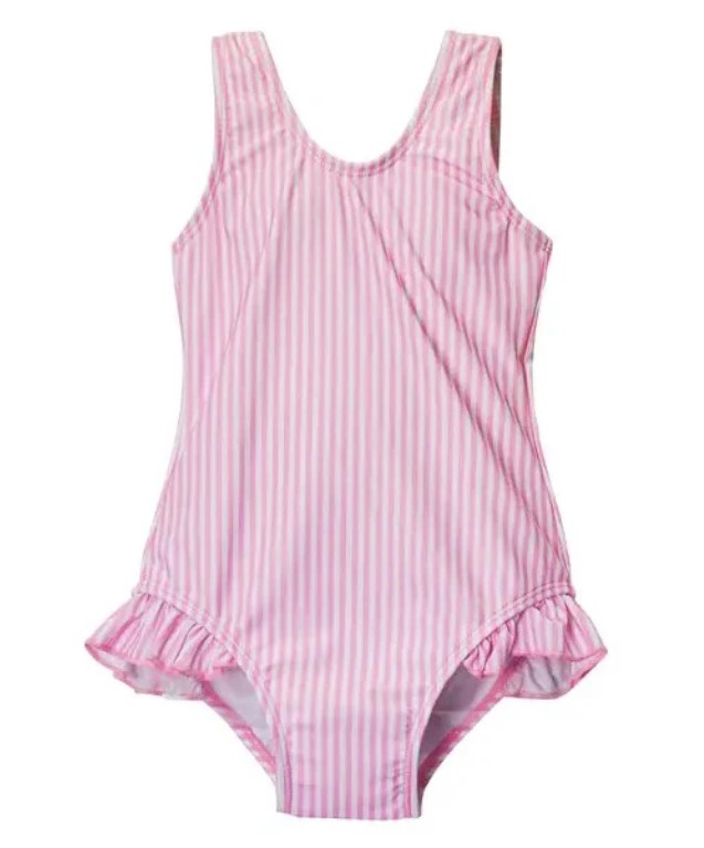 Flap Happy Pink Stripe Ruffle Infant Swimsuit