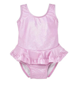 Flap Happy Pink Sparkle Ruffle Infant Swimsuit