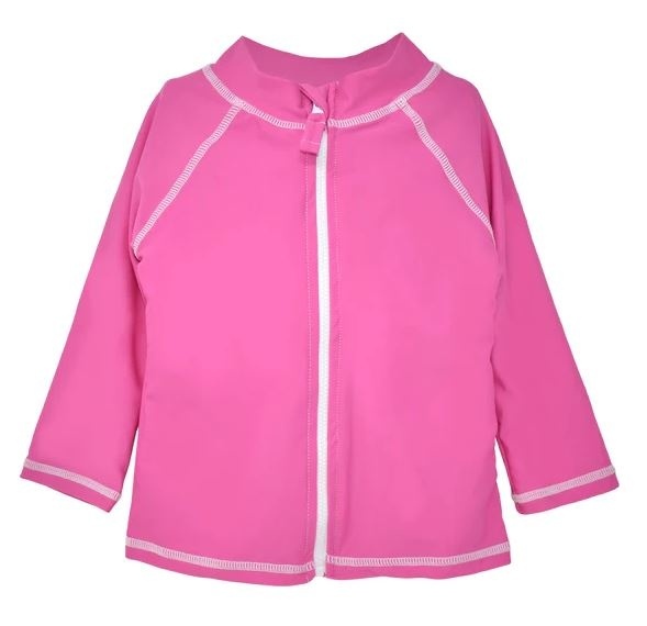 Flap Happy Hot Pink Zip Rash Guard