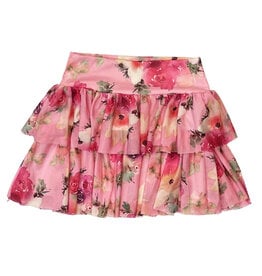 FBZ Neon Coral Floral Mesh Skirt
