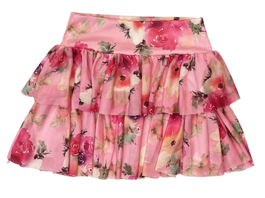 FBZ Neon Coral Floral Mesh Skirt