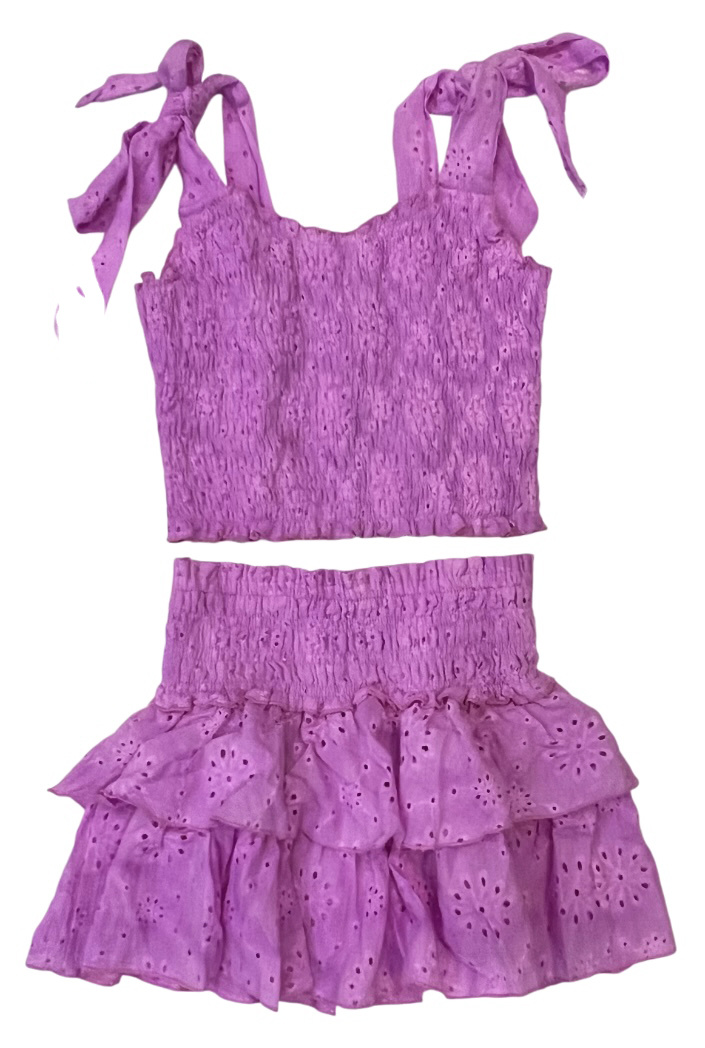 FBZ Neon Purple Eyelet Skirt Set