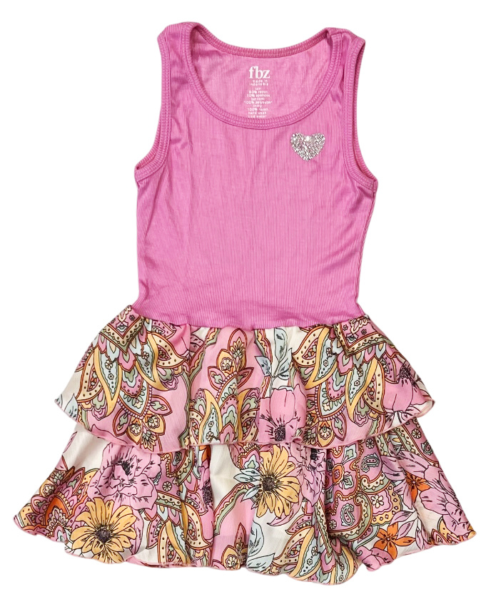 FBZ Chiffon Floral Ribbed Dress