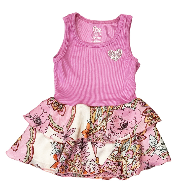 FBZ Chiffon Floral Ribbed Inf Dress