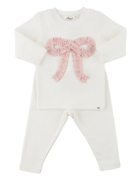 Oh Baby Cream/Pink Bow 2 pc set