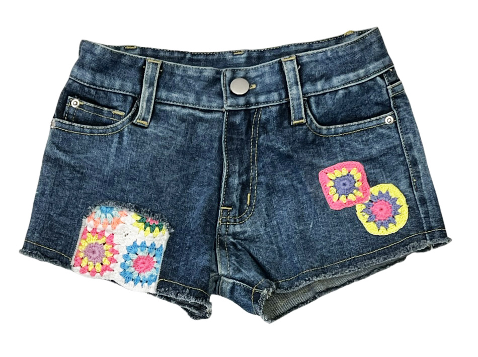 FBZ Crochet Patch Denim Shorts