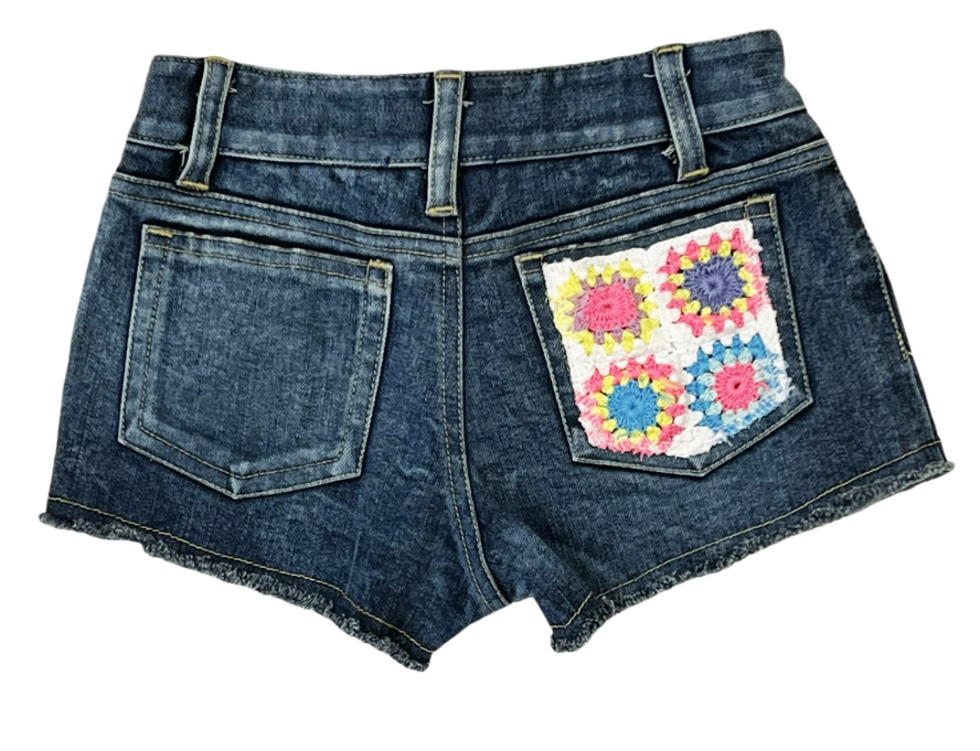 FBZ Crochet Patch Denim Shorts