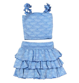 FBZ Blue Textured Skirt Set
