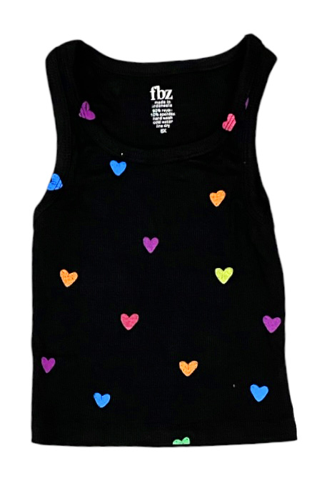 FBZ Black Multi Heart Ribbed Tank