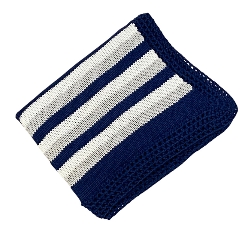 Gita Navy/White/Grey Striped Blanket