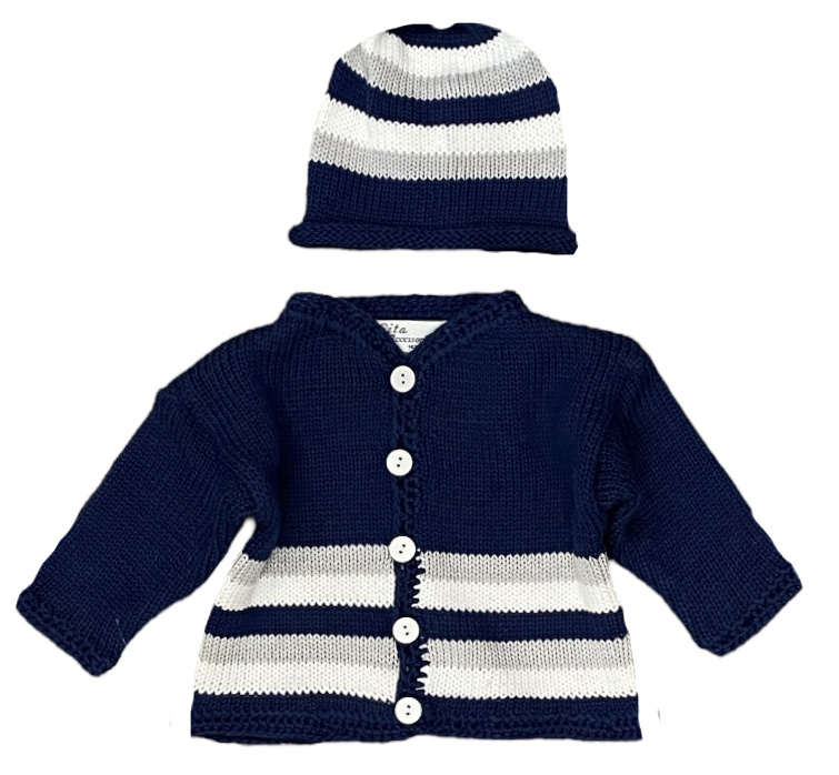 Gita Navy/White/Grey Striped Sweater Set