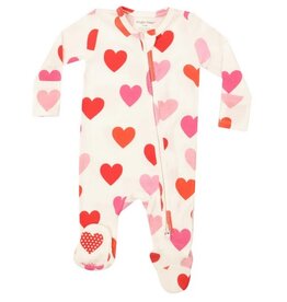 Angel Dear Hearts Ribbed Zip Footie