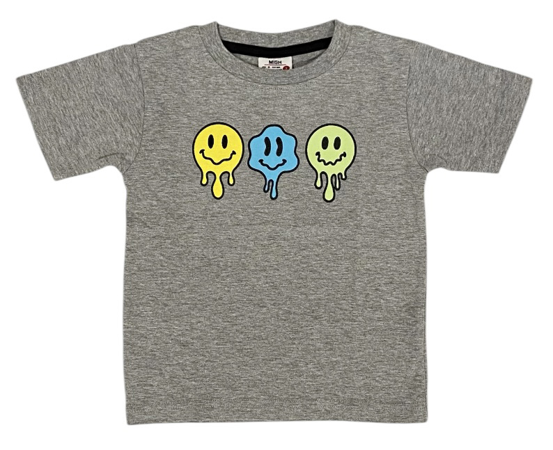 Mish Grey Drippy Smileys Tee
