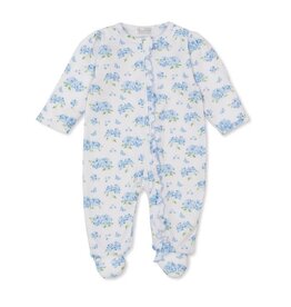 Kissy Kissy Blue Heavenly Hydrangeas Ruffle Zip Footie 0-3M
