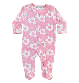 Little Mish Pink Flower Smiley Footie