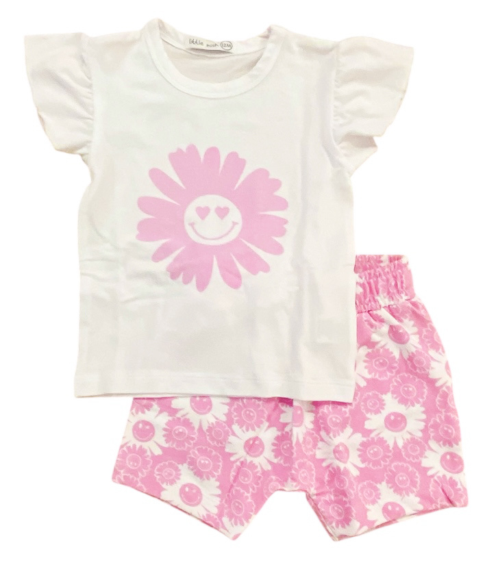 Little Mish Flower Smiley Short Set