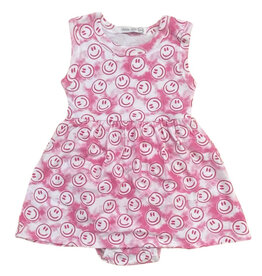Little Mish Hot Pink TD Smiley Onesie Dress