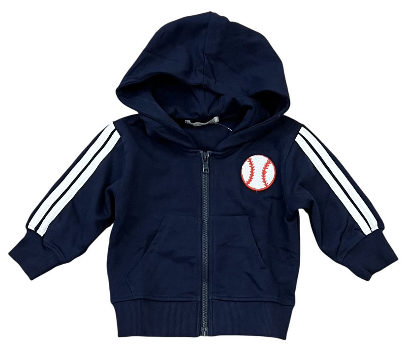 Mish Navy Baseball Patch Zip Hoodie