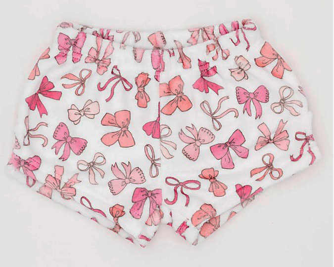 Comfy Cozy Pink Bows Plush Shorts