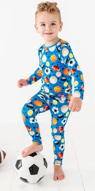 Macaron Blue Sports PJ Set