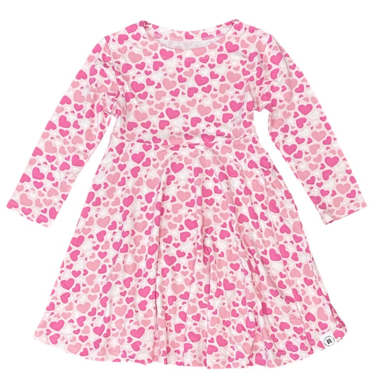 Sweet Bamboo Pink Hearts  Dress