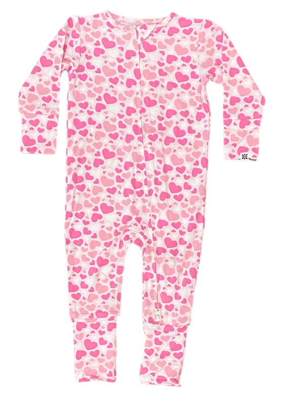 Sweet Bamboo Pink Hearts Flip Footie